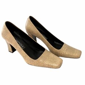 Via Spiga Tan Snake Print Heels Shoe Sz 8 1/2M